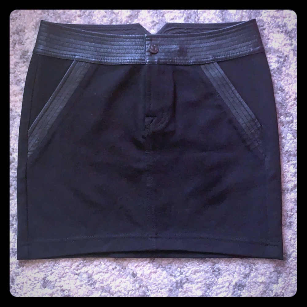 Black 7 For All Mankind skirt with leather trim